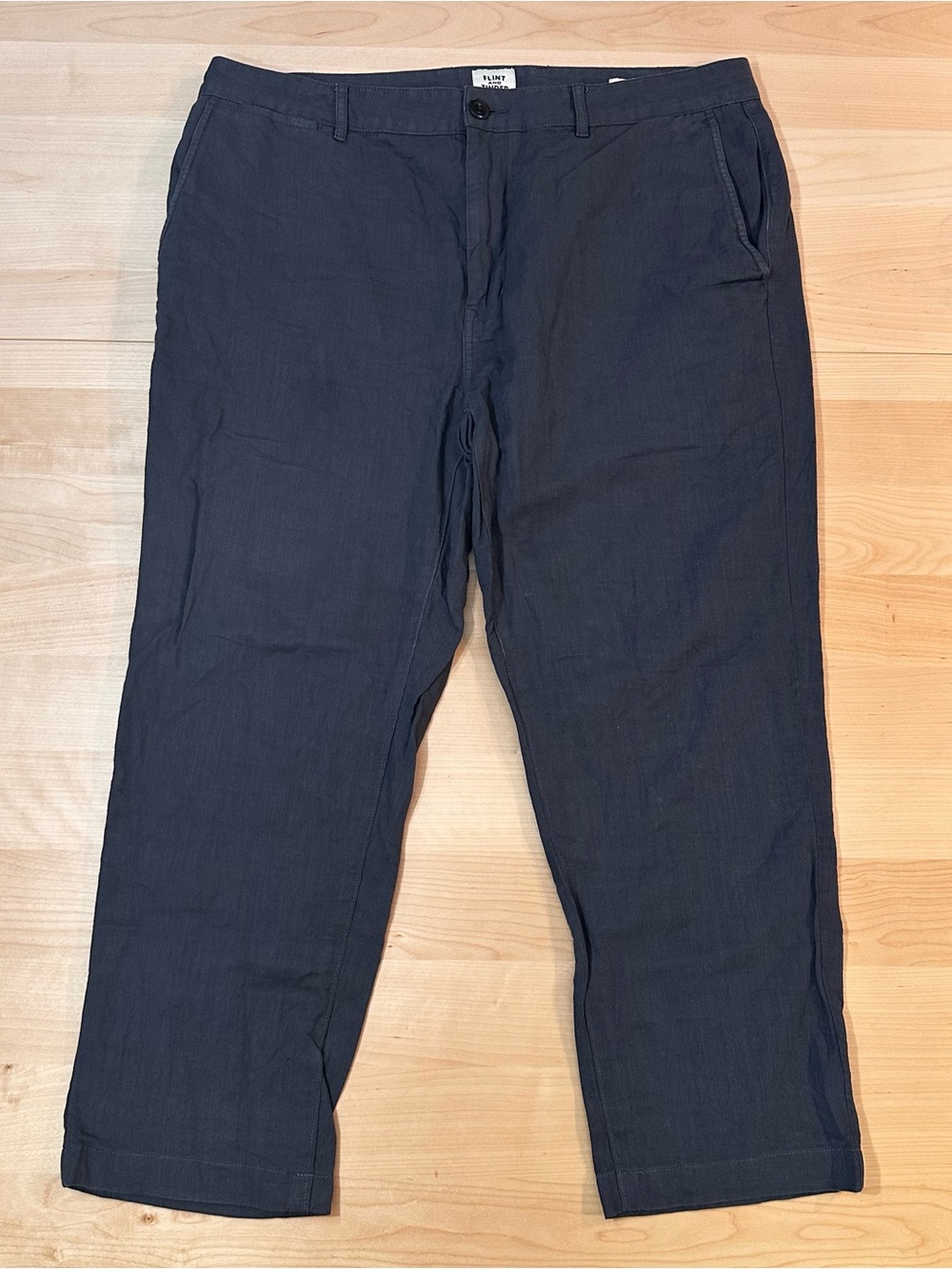 FLINT AND TINDER Cotton Linen Pants Charcoal 36